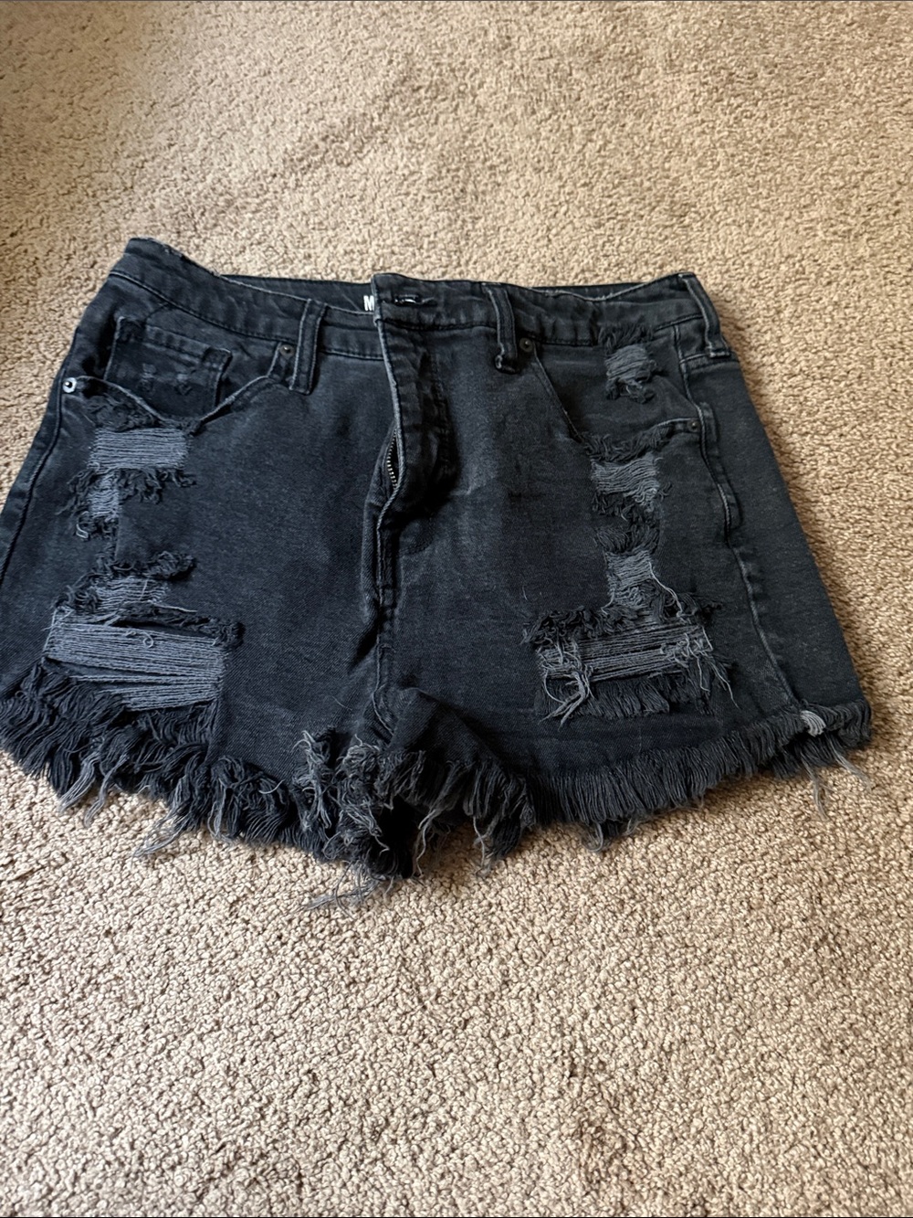 Mossimo Supply Co. Black Distressed Frayed Denim Shorts